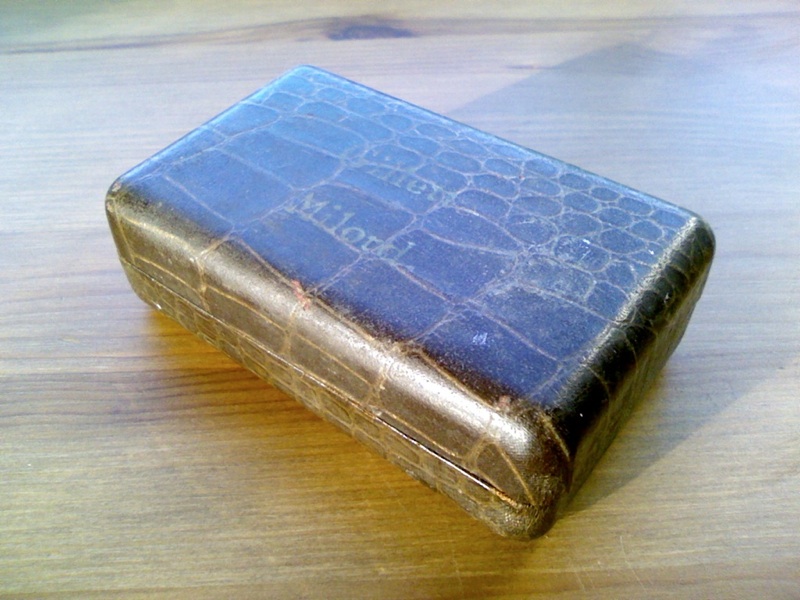 Old Gillette Milord Gilded Safety Razor in Original Alligatored Box 