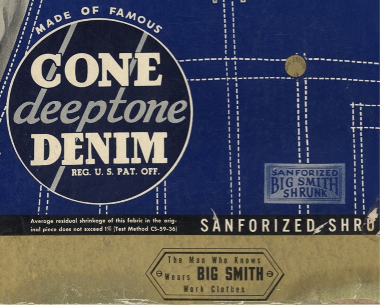 Rare 1930s Big Smith Denim Jeans Counter Display Sign  